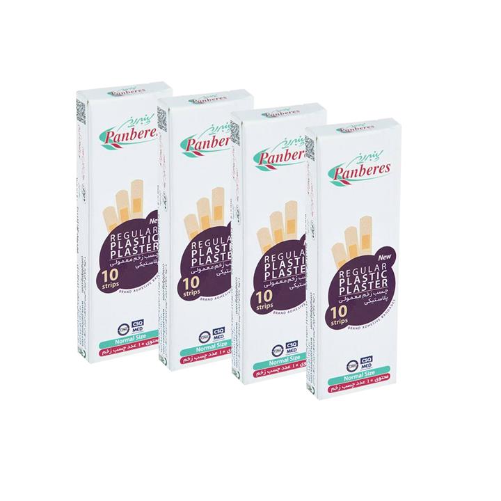 چسب زخم پنبه ریز مدل Regular Plastic مجموعه 4 عددی